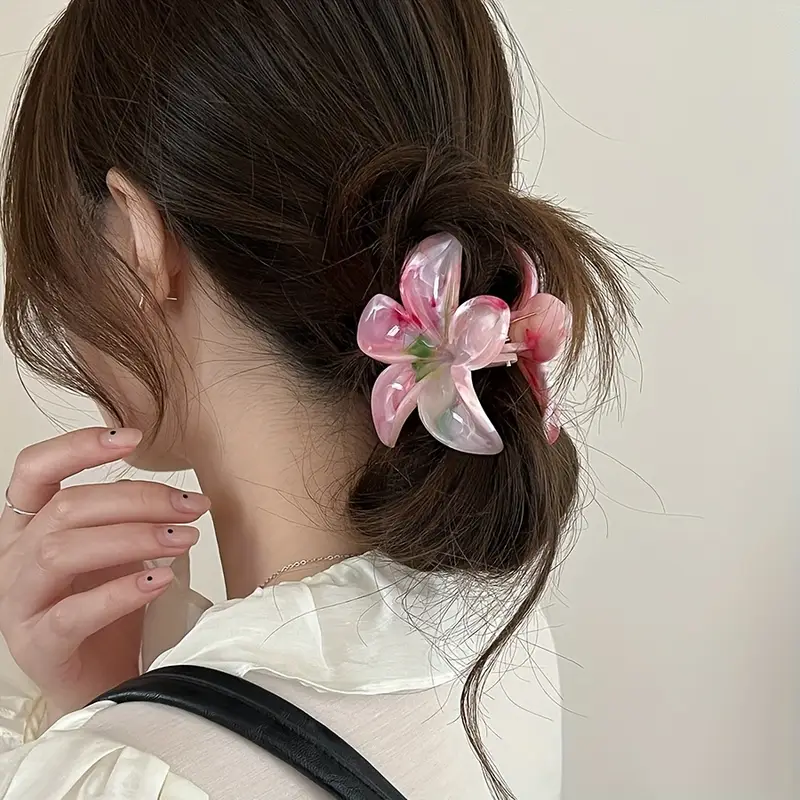 12pcs elegant floral hair clips for women marbled pastel flower hairpins plastic hair accessories for valentine s day gifts casual formal events 14 Product details 4