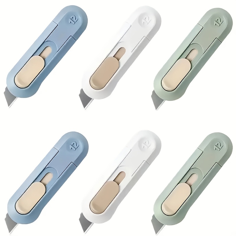 

6pcs Utility Knife Adjustable With Case, Mini-cute, Safe, Mini Envelope Knife, Lightweight Style Cardboard With Compact Blade Shaver For Home And Office Use