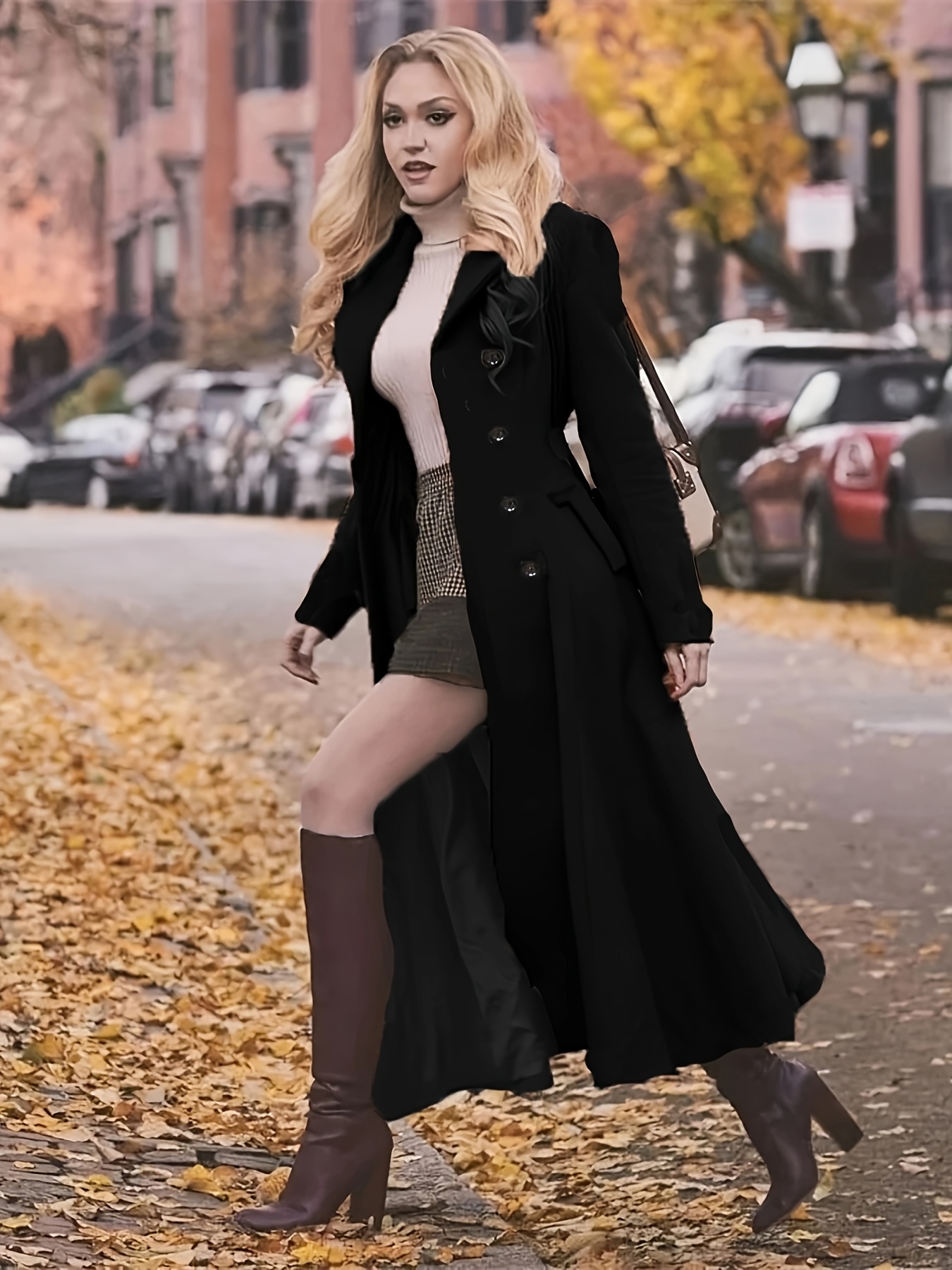 womens elegant notch lapel coat machine washable solid color - Temu