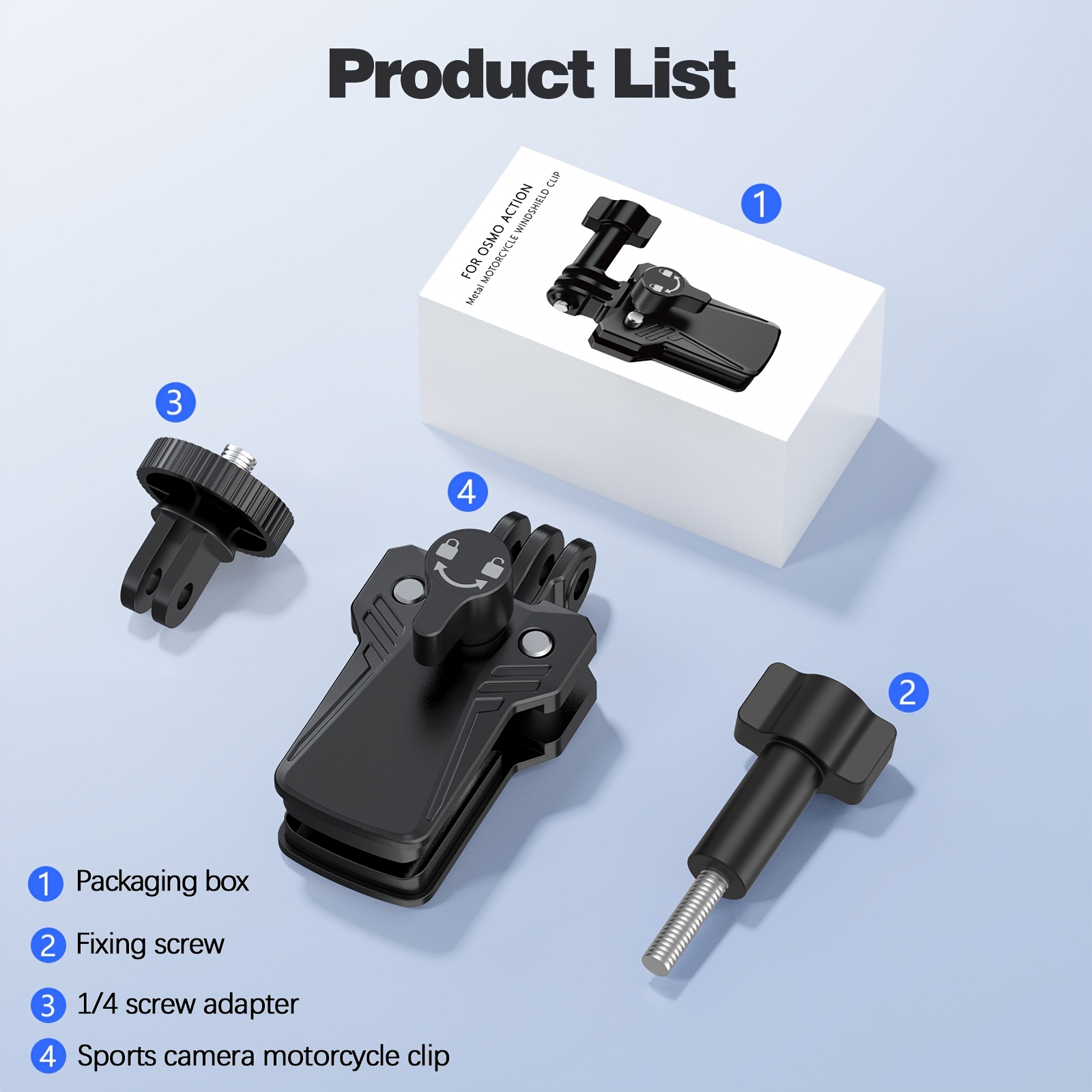 TEMU Motorcycle Windshield Mount Clamp Alloy Clip For / X5/43 Ace For 360 Nano/action6/5/4/3 Cameras Motorcycle Windshield Mounting Bracket