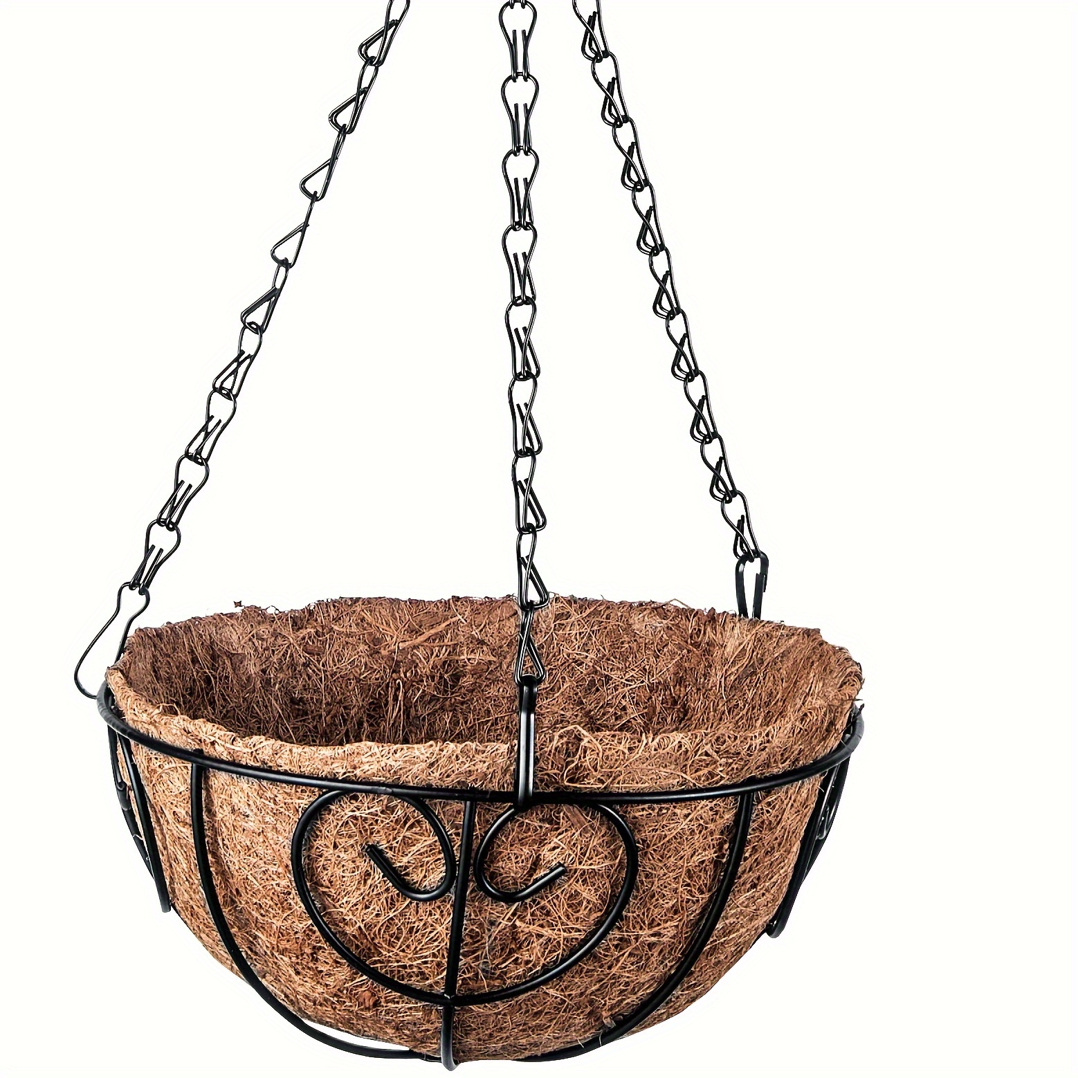 

1 Pack, 8 Inch, Metal Hanging Baskets For Plants Outdoor Round Metal Wire Hanging Basket Planter With Coco Fiber Liners Chain Round Wire Plant Holder For Garden, Patio, Deck, Porch Plants Flower Potss