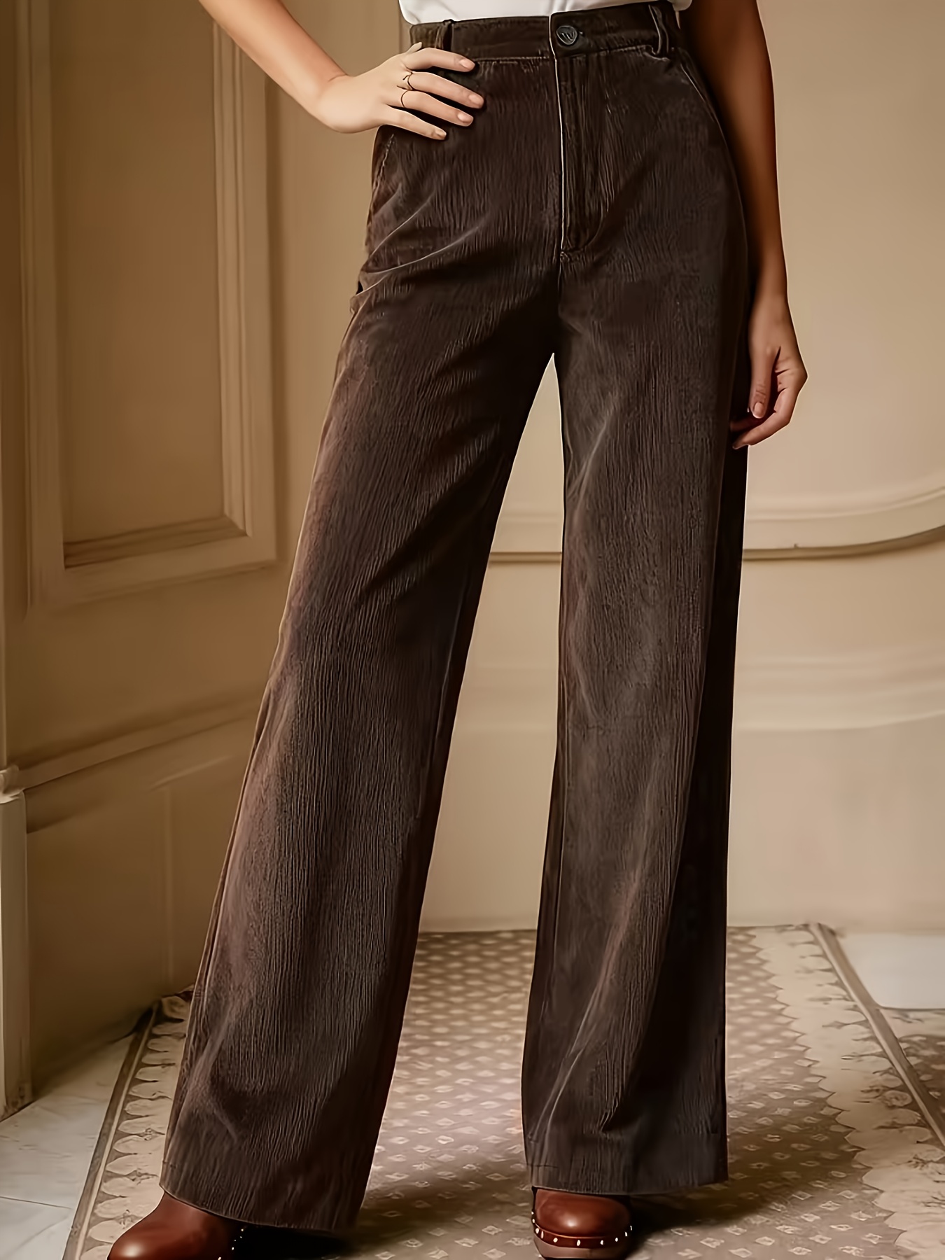 bk1118018 dames     elegant -   fit - casual corduroy broek voor herfst en winter 1
