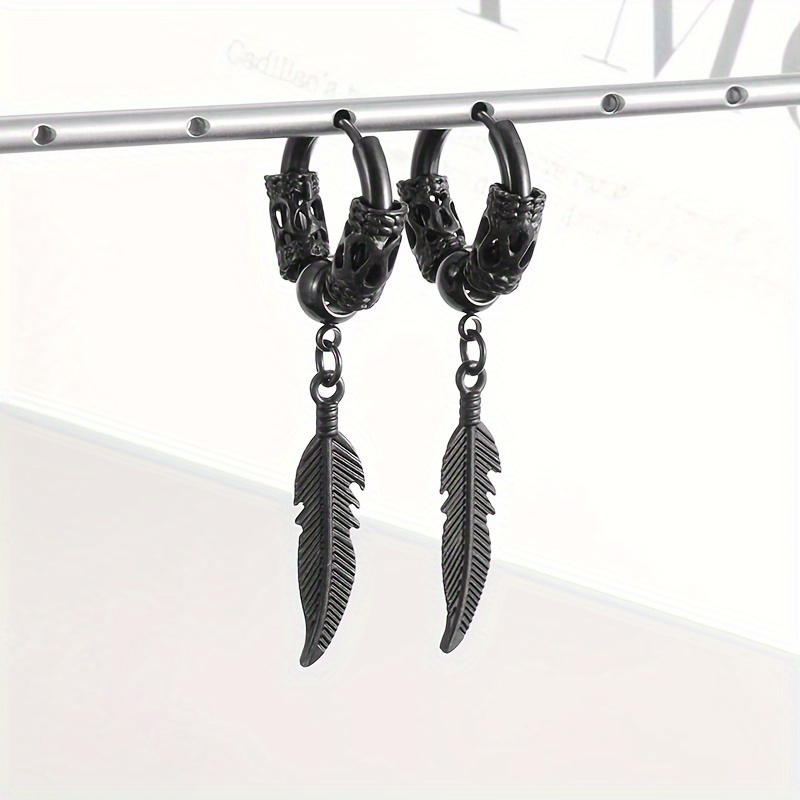 1 Pair Elegant -chic Stainless & Bead Hoop Earrings - For Or Parties, Ideal Christmas Gift, Christmas Earrings