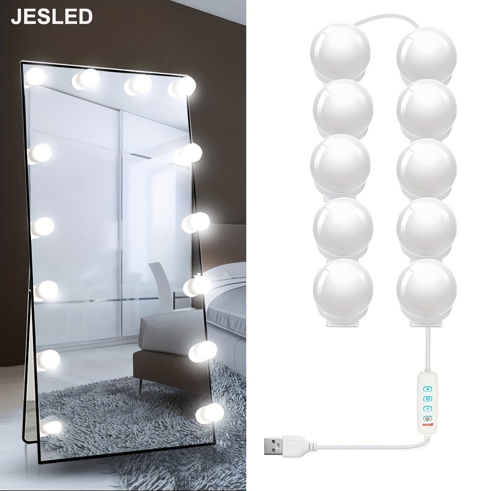 LED Vanity Lights For Mirror Lights Bulbs Vanity Lights Stick On With 10  Dimmable Bulbs 3000K 4000K 6500K & 10 Level Brightness Adjustable USB Cable