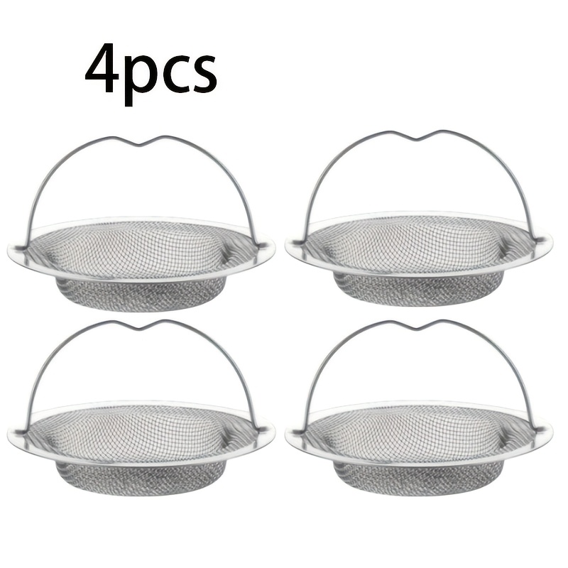Image of 4 Pack Steel Sink Strainer, Kitchen Drain & Strainer, Drain Floor Drain & Strainer With Non-slip Handle - And Bathroom Drain Filter - Hair Catcher, Food And Clog - Rustproof Durable Mesh Drain Cover