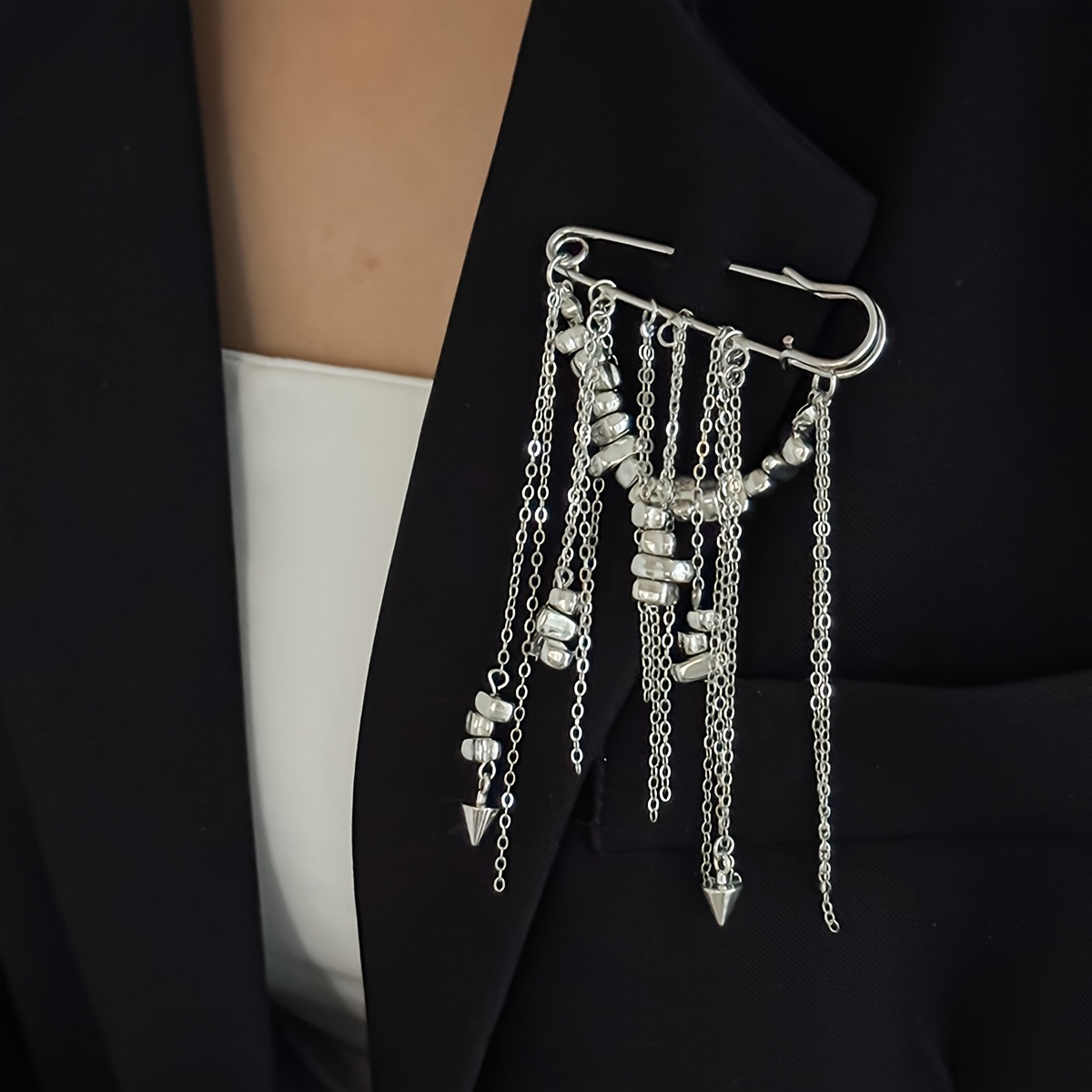 TEMU 1pc Broche colgante multifuncional individual, exquisito y elegante broche de mujer con borla, joyería de moda para mujer, regalo, adecuado para