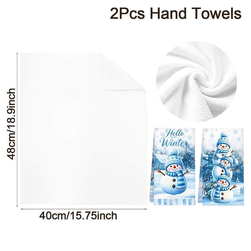 TEMU 2pcs Christmas Kitchen Towels, 40*48cm Winter Wonderland Theme Cleaning Cloth, Cartoon Snowman Snowflake Patterns Soft Absorbent Dish Cloths For