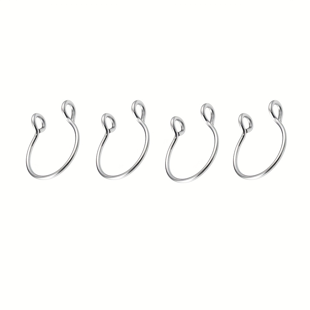 Image of 4pcs Fake Piercing Nose Rings Stainless Steel Non Piercing Clip On Nose Body Jewelry-for The Flexible Nose Ring, Please Press Your Finger To Fit Your Nose