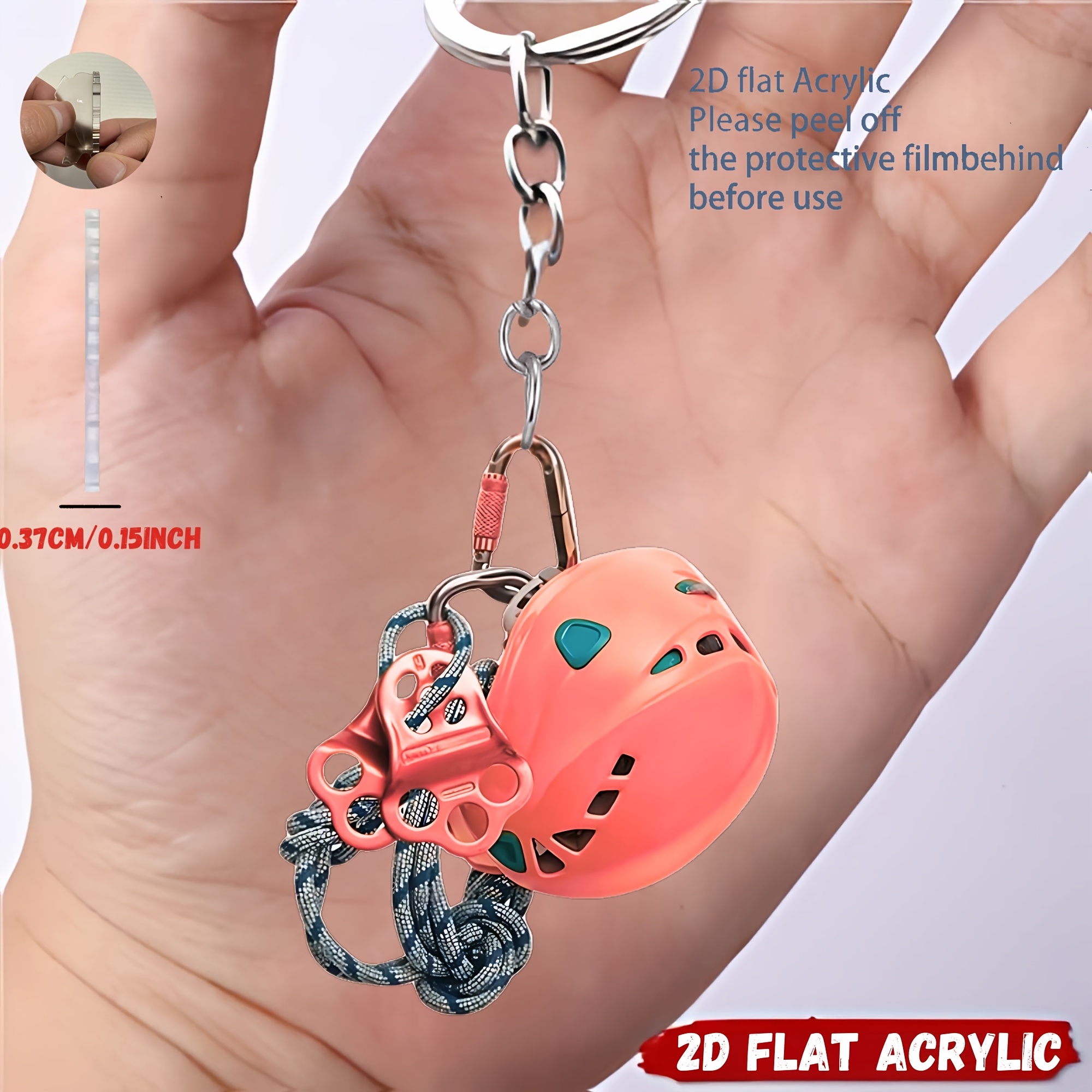 TEMU Llavero acrílico 2D, 1 pieza, y divertido, con accesorio de escalada, colgante, multicolor opcional, colgante de llavero con tema de escalada,