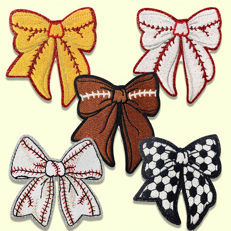 

2pcs/5pcs Per Set Of Bow Embroidery Patches, Suitable For Clothes, , , Diy , Etc.