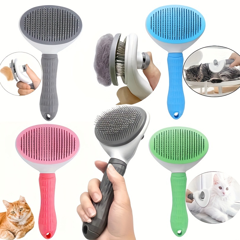 

1pc Dog Brush, Dog Undercoat Hair Removal Brush For Shedding, Self Cleaning Pet Brush For Grooming Long Short Haired Dogs