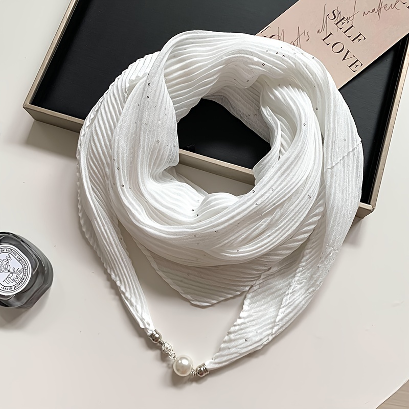 E-shop Damen Frühling und Herbst Neuer Einfarbiger Quadratischer Schal, Knitterfreier Goldgepunkteter Vielseitiger Halswärmer