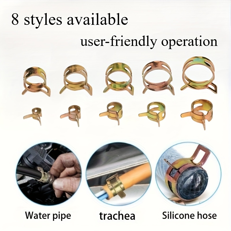75pcs Set 6-10mm Spring Clamps Fuel Pipe Hose Fastener Clips W/ Storage Holder E