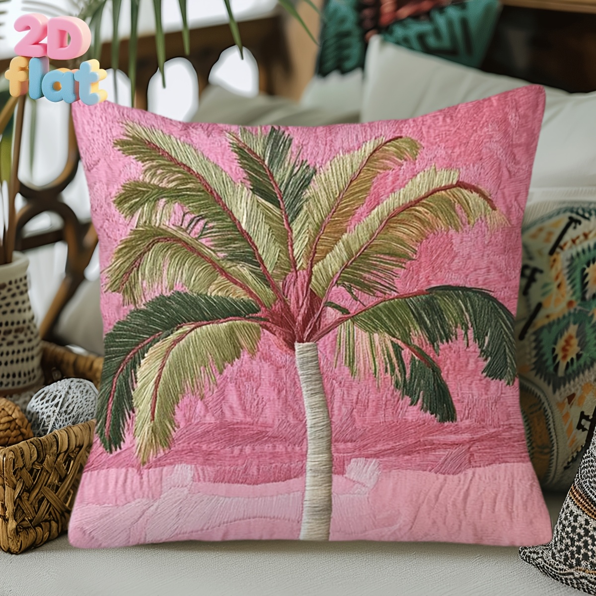 TEMU 2d Flat Printing, 1pc, Tree, Soft And Durable Zipper Double-sided Pillowcase, Suitable For Christmas Decoration, Living Room Decoration, Home