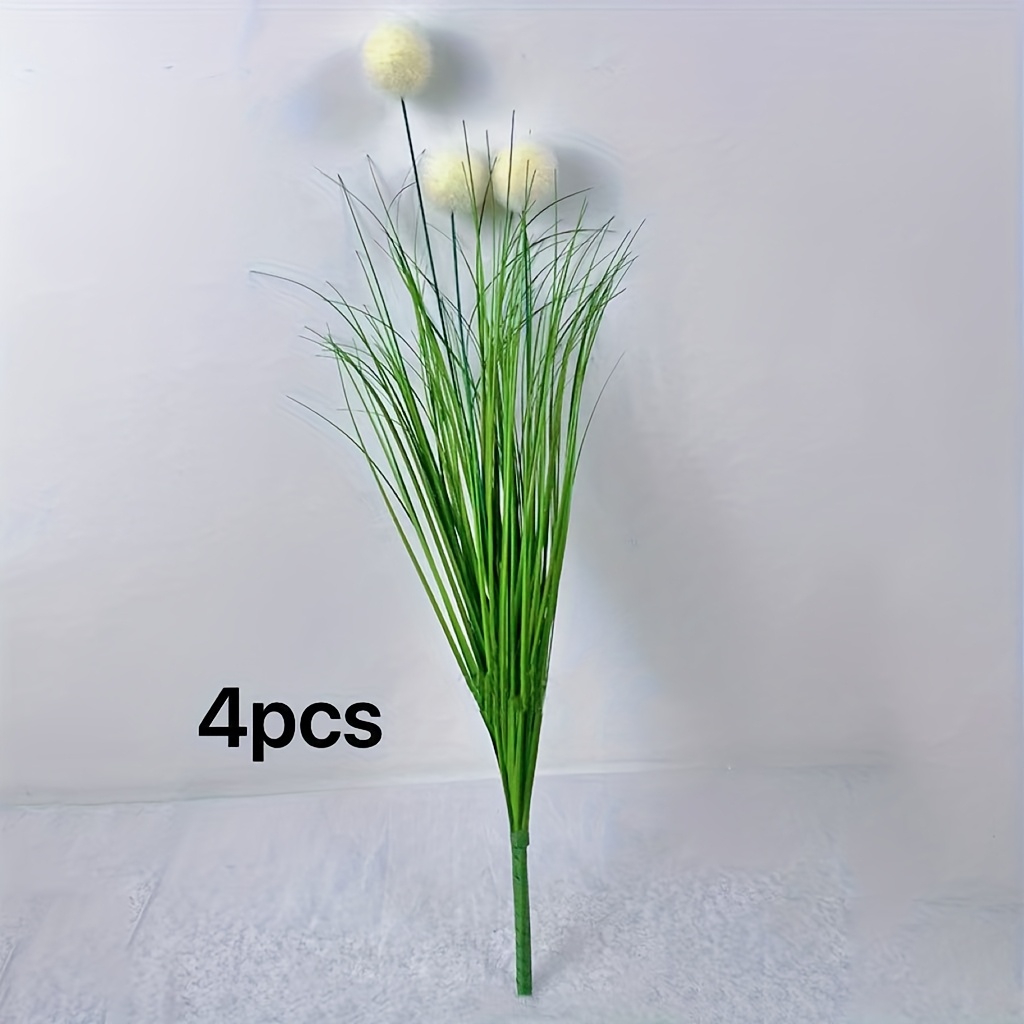 Image of 12 Artificial Grass Balls With White Flowers - Perfect For Home Decor, Realistic Plastic Bouquets, Easy To , Suitable For Family, Balcony, Weddings, Anniversaries, Thanksgiving, Halloween