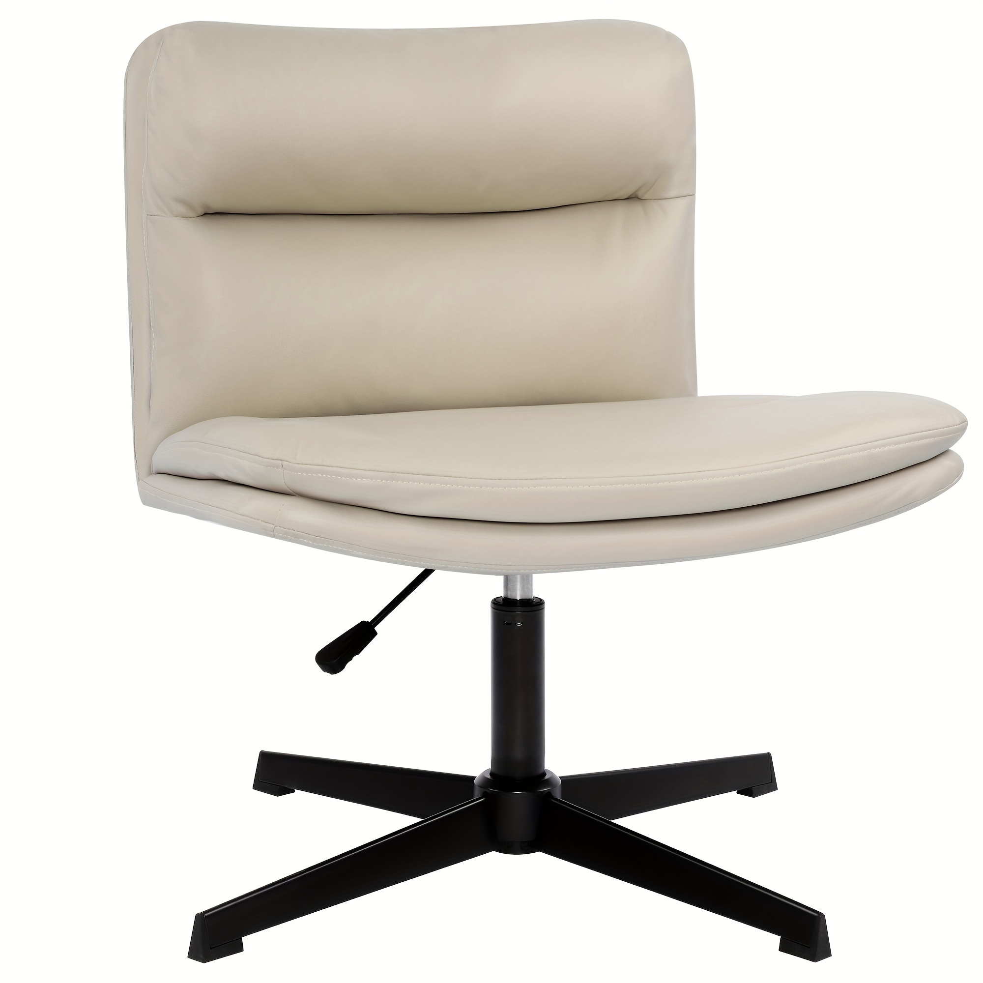 

Armless Office Desks Chair, Upholstered Pu Leather Accent Chair, Mid-back Ergonomic Home Office Computer Chair Comfortable Adjustable Swivel Task Chair, Beige