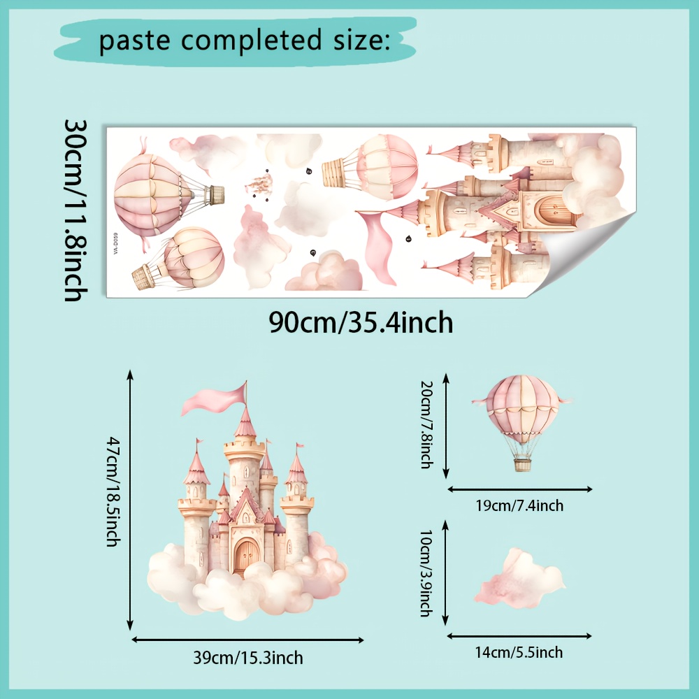 1pc, Wall Sticker, Castle, Removable Waterproof Pvc Decal, Suitable For Wall Decoration, 11.8in X 35.4in
