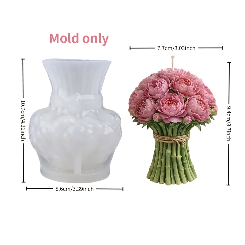 E-shop Mini Pfingstrosenstrauß Kerzenform Silikonform, Tonform, 3D Blumendesign, Zarte Schichten und Klare Textur, Geeignet für Kerzen, Harz, Gips,