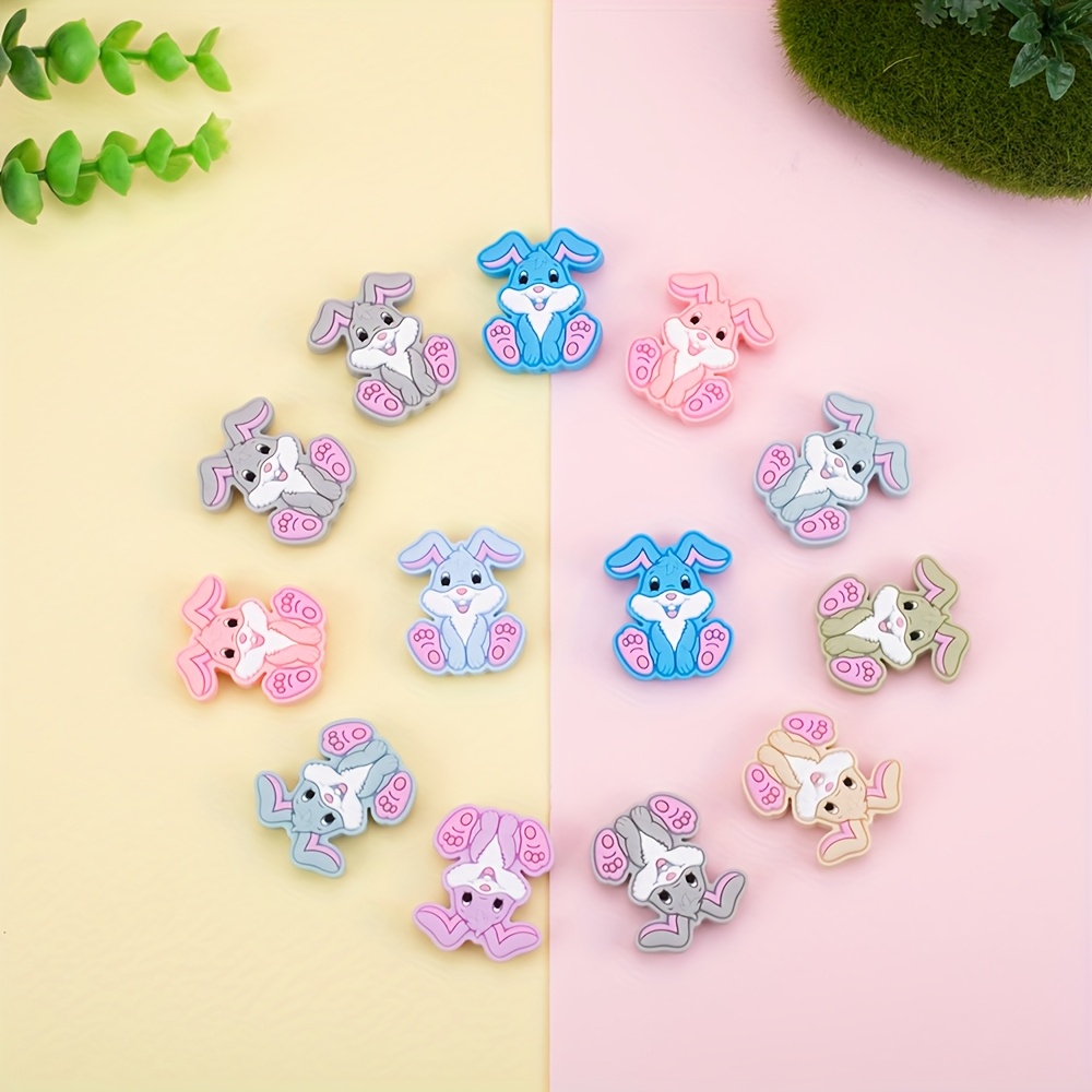 

10pcs Silicone Rabbit Beads For Making, Assorted Colors Beads For Necklaces, Bracelets, Keychains, And Crafts Accessories