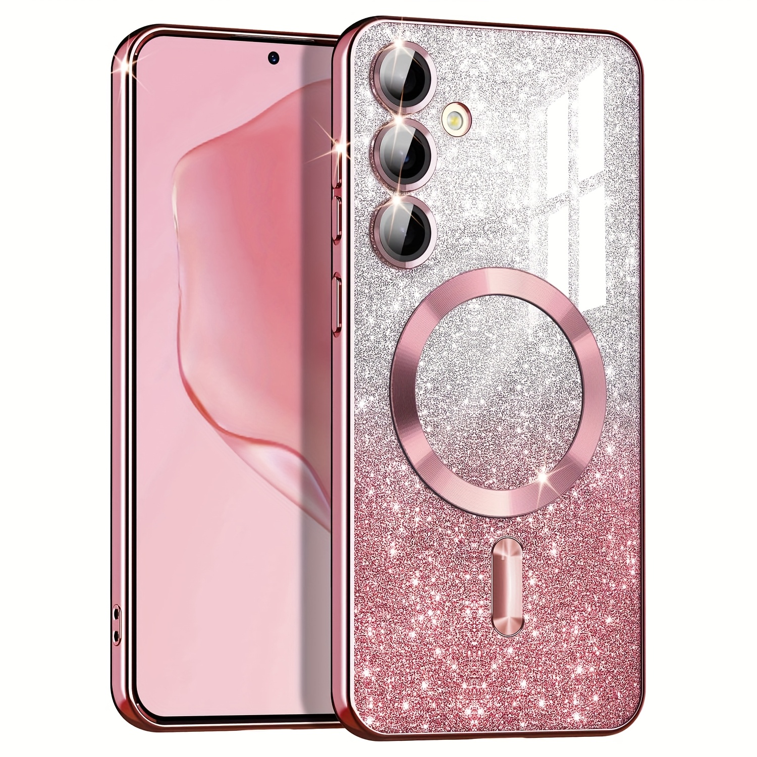 E-shop Handyhülle: Kompatibel mit for Galaxy A55 A35 A15 A56 A36 A16 5G Hülle, Klare Magnetische Glitzer Verlauf Luxus Beschichtete Weiche TPU