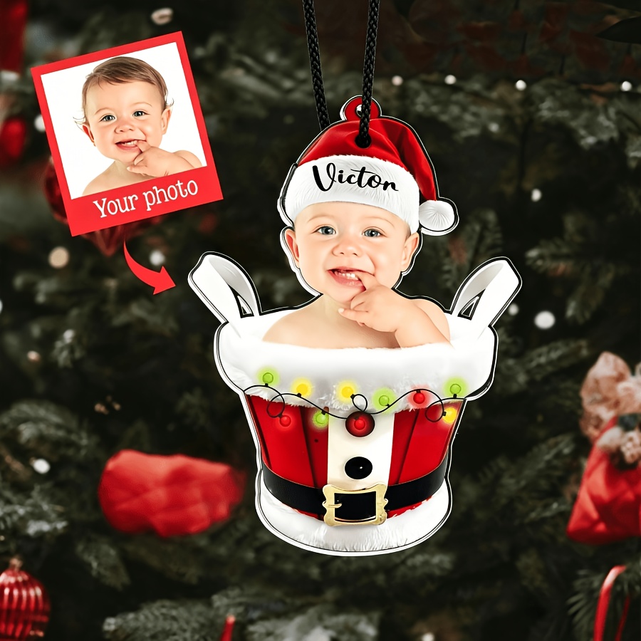 TEMU 2d Custom Photo And Text Christmas Ornaments, Suitable For Tree Or Car Hanging - Ideal Holiday Gift For , For Christmas, Family Gatherings