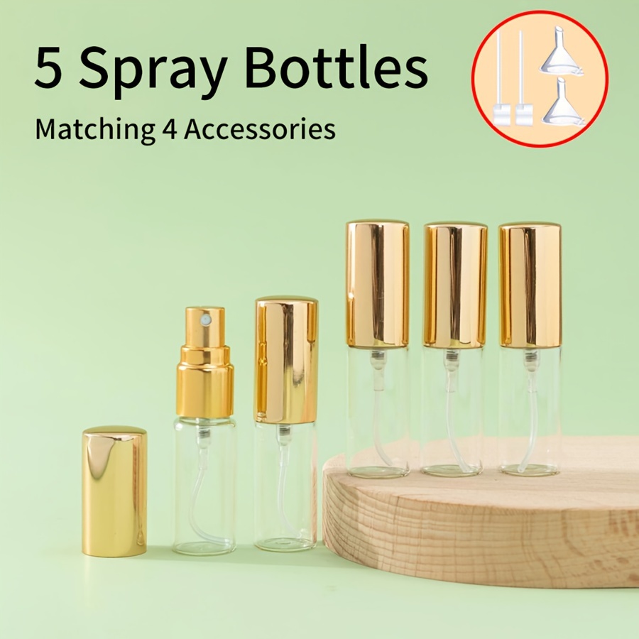 

9pcs/set 5 5ml Perfume Spray Bottles With 4 Accessories, Luxury Atomizers, 2 Funnels & 2 Dispensing Tools, Ideal For Living Room, Bedroom, Bathroom Decor, Travel Essentials