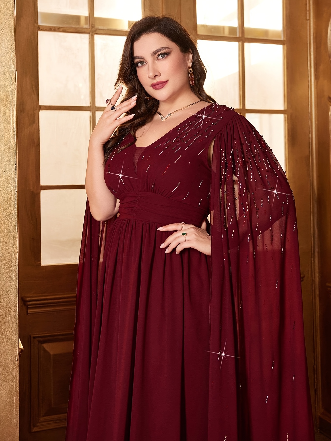 plus size plus size womens cape sleeve wrap dress women's