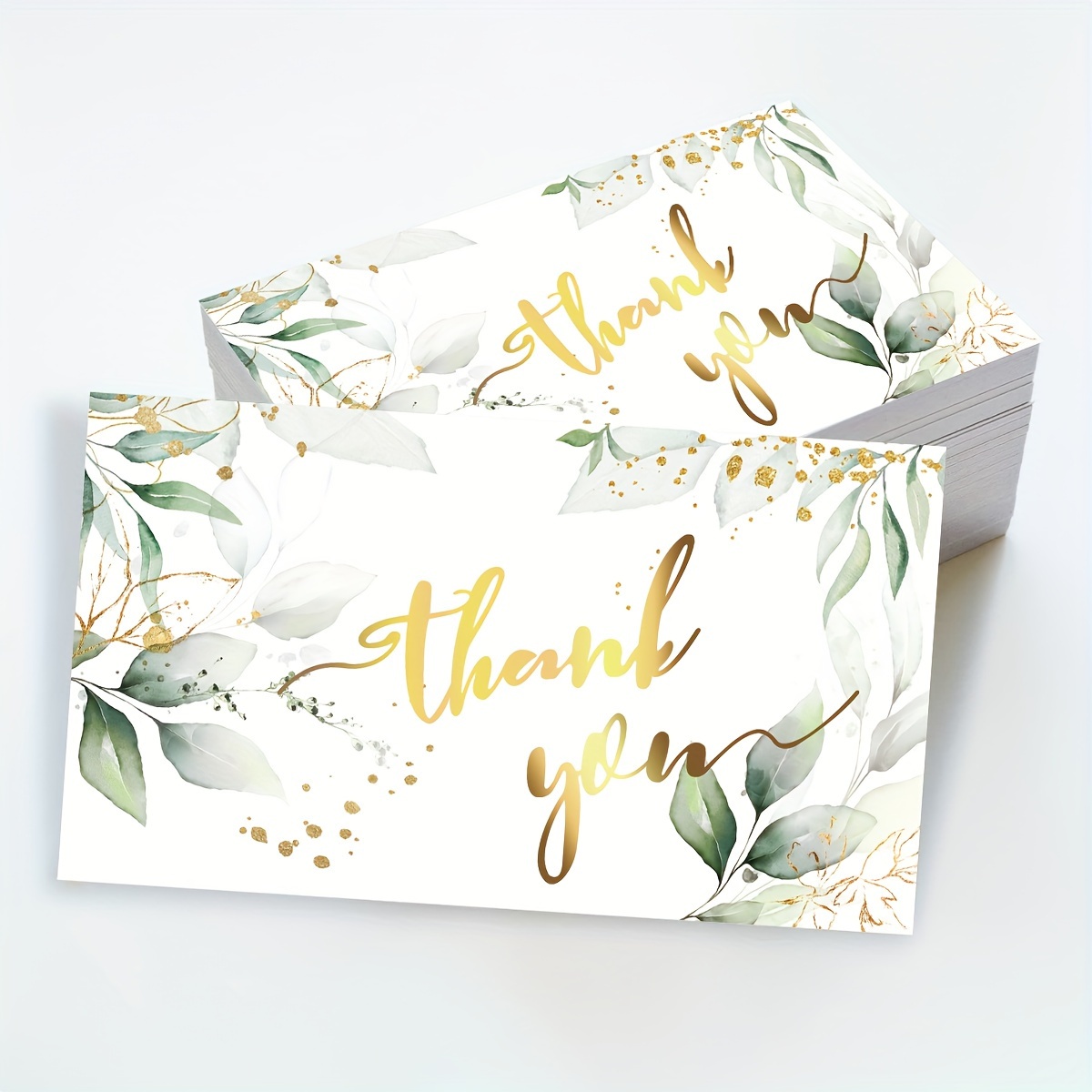 

50pcs Business Thank You Card Postcard Set, 3.5x2 Standard Business Card Size, Green Thank You Card, Thank You Note Card, Gifts, Parties, Weddings And Any