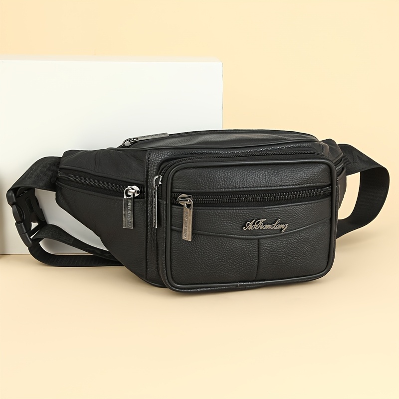 Men's Waist Bag, Women's Multifunctional Genuine Leather Universal Wear-resistant Cashier Bag, Large Capacity Top-grain Cowhide Chest Bag