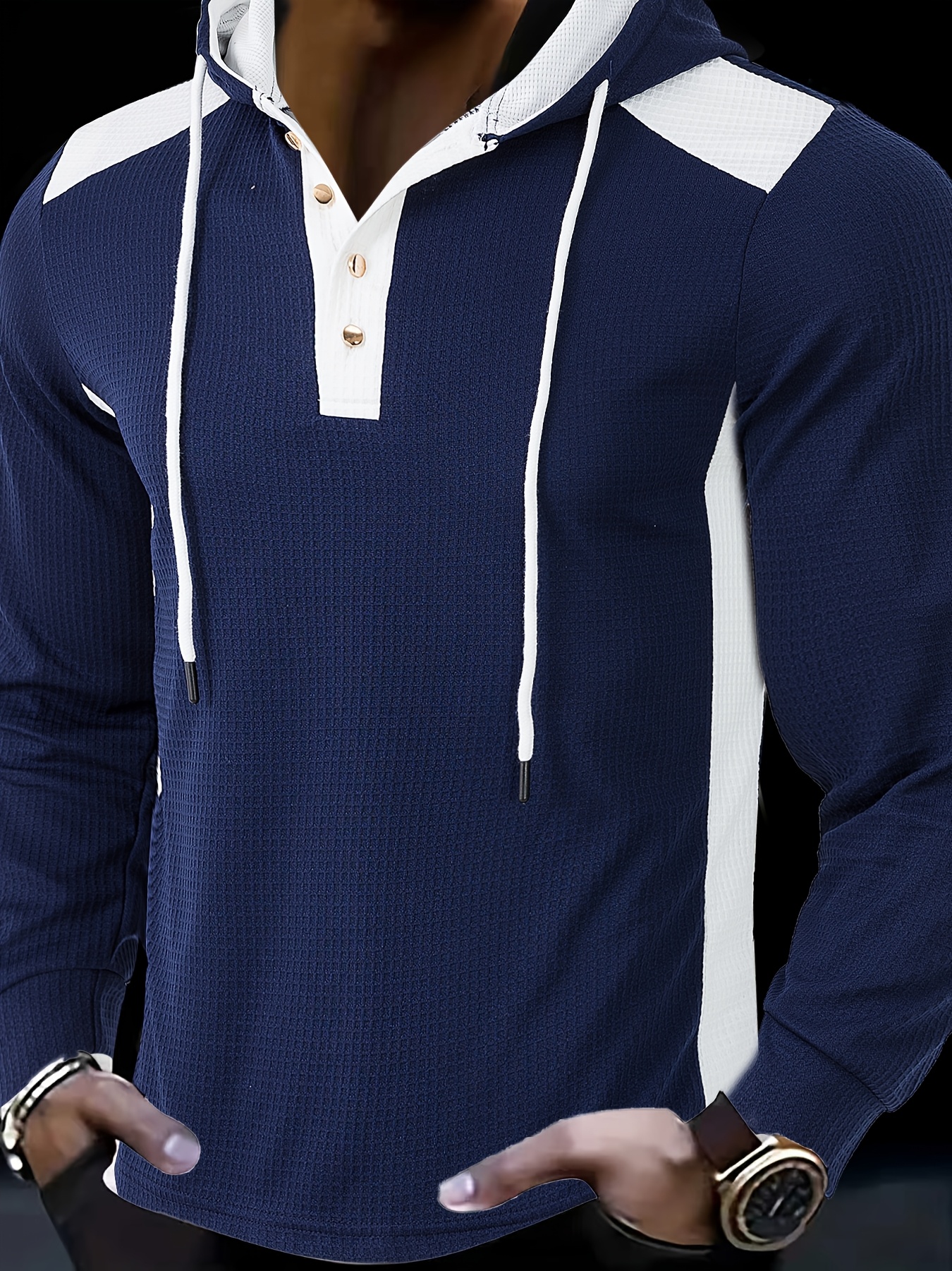 Men'S Fashion Casual Hoodie | High-End Skin-Friendly Soft Waffle Fabric | 100% Polyester | Must-Have Golf Polo Shirt | Breathable And Warm | Indoor Gatherings And Outdoor Sports | Wardrobe Essential Casual Holiday Trend | Suitable for Autumn And Win