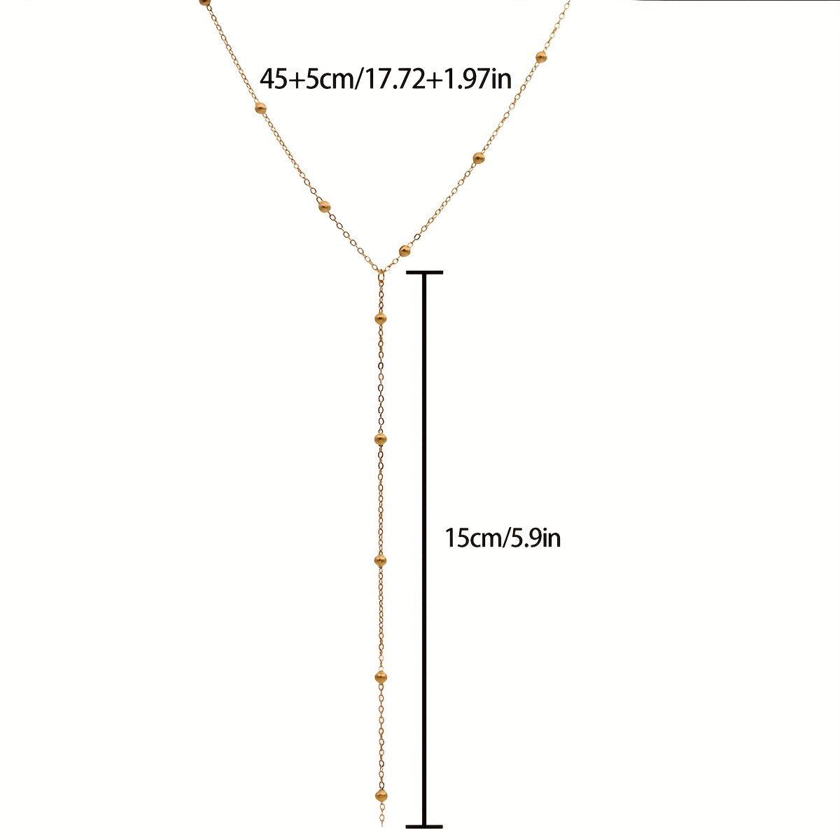 E-shop 45+5 cm Edelstahl Eleganz lange Anhänger-Halskette Schmuck Y-förmige Kette mit runden Kugel-Anhänger für Damen zum täglichen Tragen