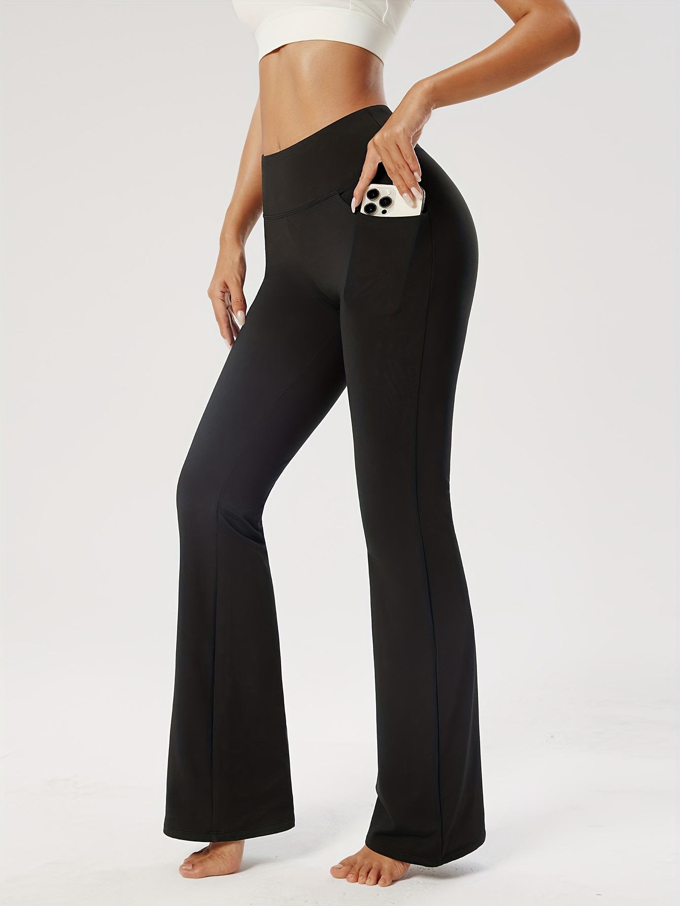Womens Flare Pants Black High Waist Press Crease Elegant Pants Casual Flair  Leggings : : Clothing, Shoes & Accessories