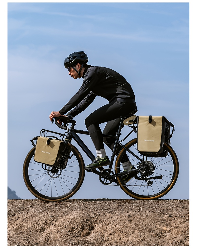 WEST BIKING 2pcs Large Capacity Bicycle Rear Seat Bags 56L Rear Rack Bag for Long-Distance Outdoor Use, Lightweight Backpack with Roll Top Design, Carrying Handle, And Free Shoulder Strap for Mountain Cycling And Commuting