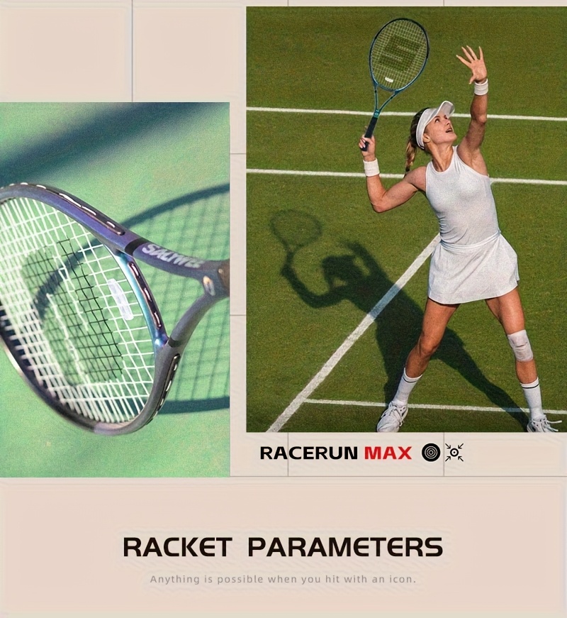 Chameleon Pro Tennis Racket - RaceRun Max | Carbon Fiber & Aluminum Alloy | Sparkling Finish | Pre-Strung 55lbs & Grip | Lightweight | Unstrung Weight 295±5g | Ready to Play All-in-One Kit (1 Racket+ Bag + Balls + Ombre Overgrip) | SALY