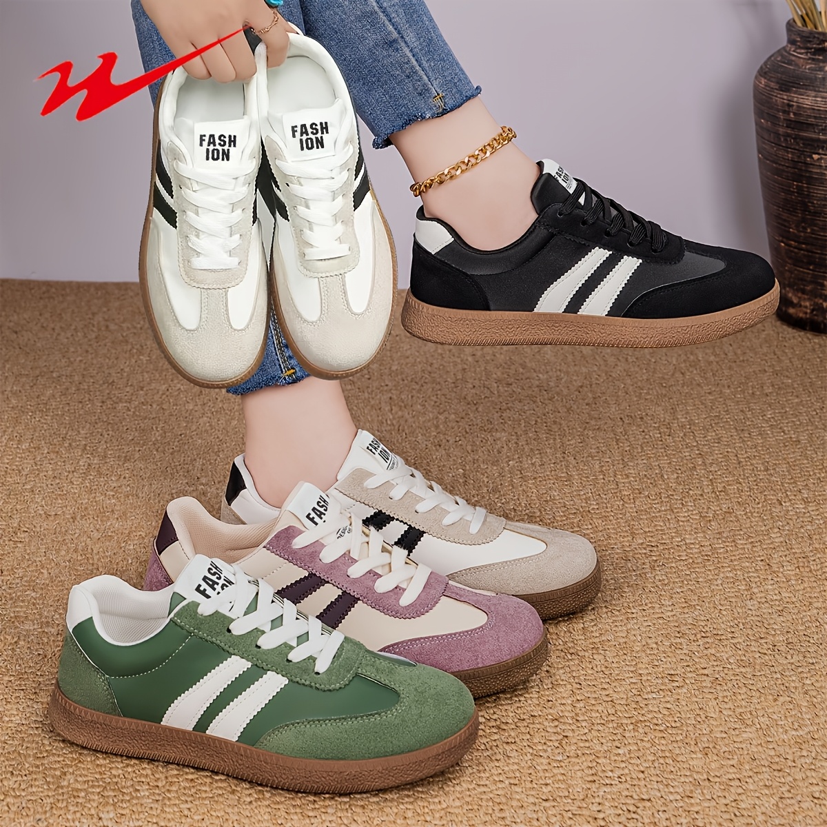 imagen del artículo zapatillas deportivas de mujer para exteriores, de moda, casuales, versátiles y cómodas |  , para toda estación, con cordones,   superior e interior de tela,   de goma