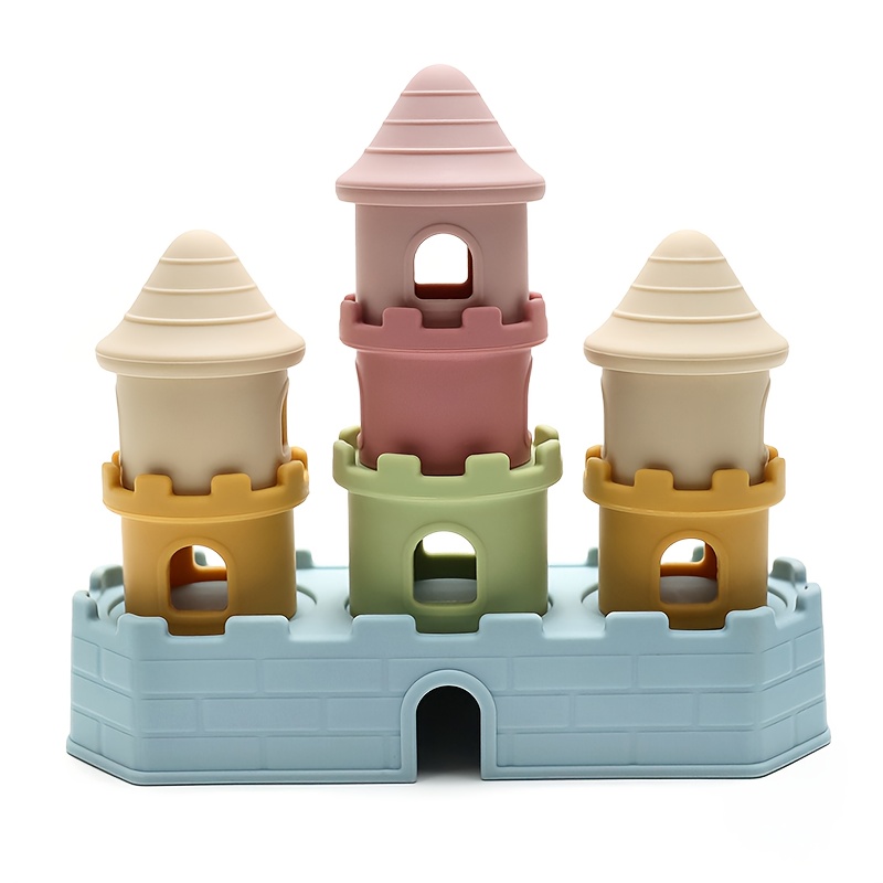 Image of Babies Silicone Stacking Toy Castle Design Colorful Soft Stacking Toys For Baby Infant Toddler Educational Early Learning Color And Shape Building Blocks Set Perfect Gift For Holidays