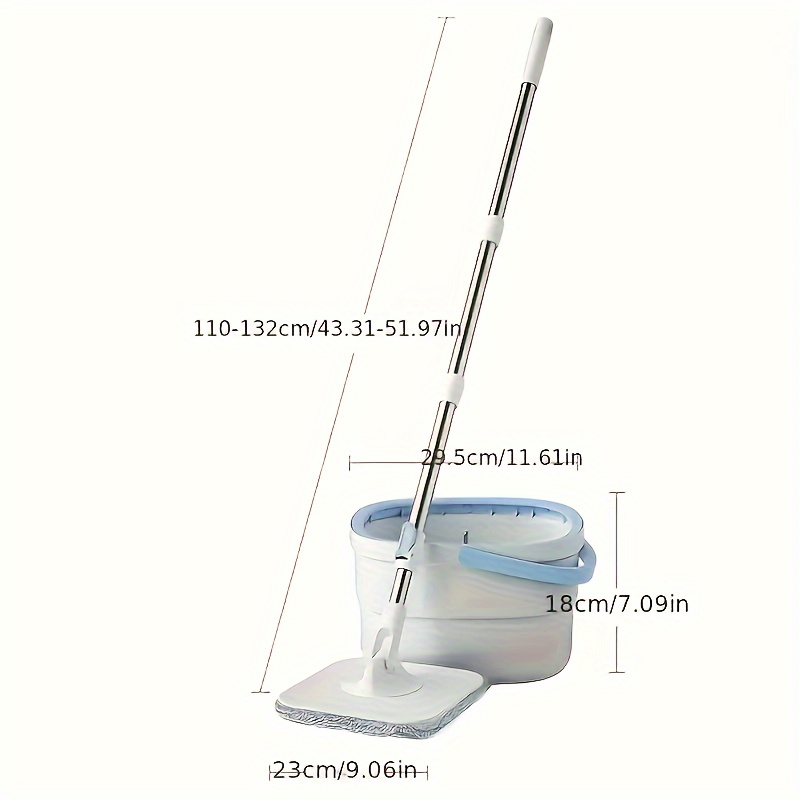 TEMU 2 Mop Pads / 1 Mop Set, Clean Water Mop Bucket, Lazy Mop, Household Rotating Mop, Mop, Square Stain Removal Mop (with Bucket)
