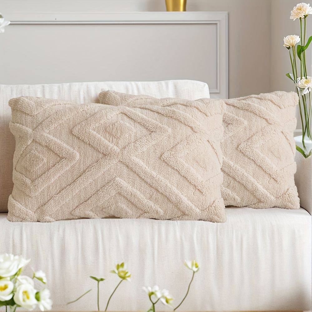 TEMU 2pcs, Housses de coussin abstraites bohèmes, Housses de coussin douces et moelleuses , 12In X 20In, 18In X 18In, 20In X 20In, Housses de coussin