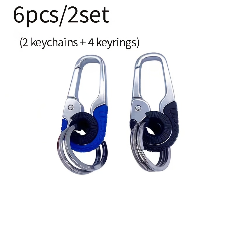 TEMU 6pcs/2 Sets (2 Keychains + 4 Key Rings), Men's Business Key Pendants, Waist-mounted Car Key Chains, Home And Daily Use Supermarket Gift Business