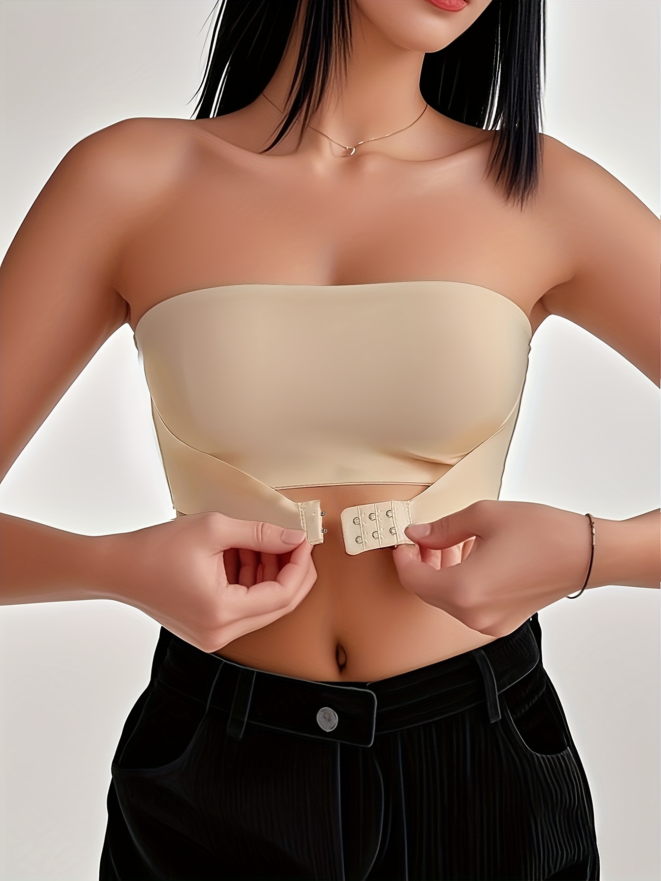 1pc of Women'S Seamless One-Piece Bra Tube Top, Seamless Strapless Bra, Fabric, Non-Slip, No Steel Ring, Front Closure, Invisible Design