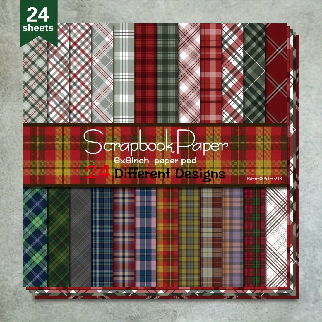 

24- 6x6inches , Red And Checkered , Art Cardstock, Diy Decorative For Scrapbooking, Card Making , Office