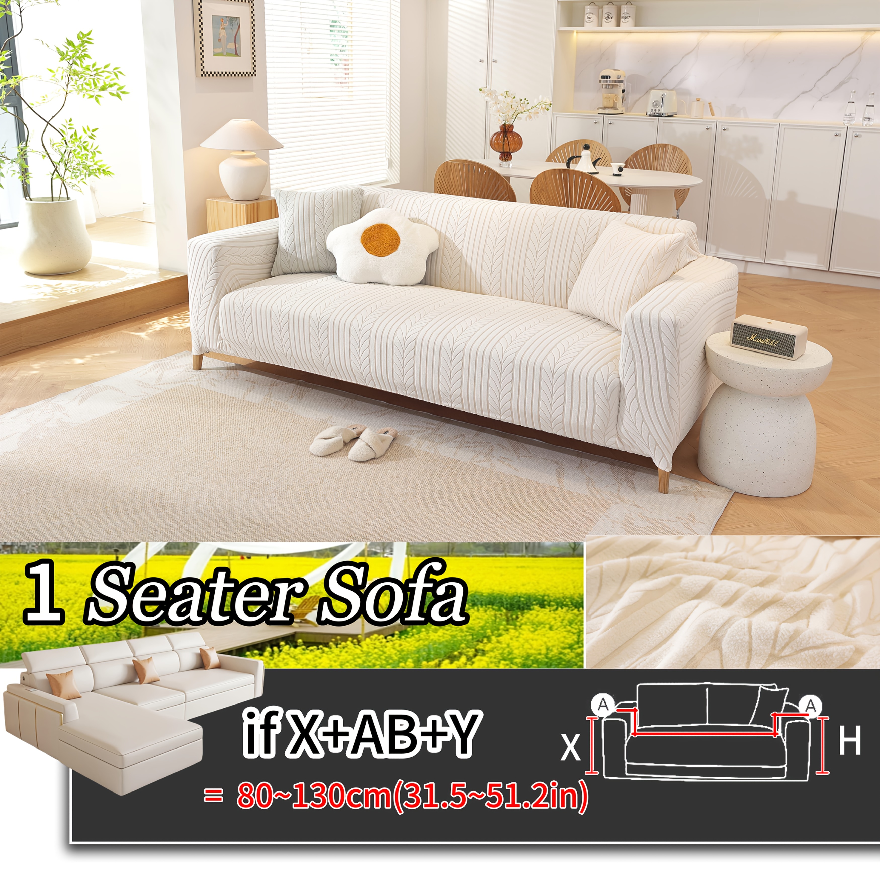 TEMU 1pc High , Thickened Breathable, Machine Washable, Pet Friendly, , Covering Fashionable Sofa Cover