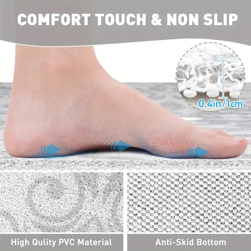 1pc gray floral pvc bath mat 23 62 23 62 inches 31 5 31 5 inches quick dry non slip shower mat with soft loofah sole durable comfortable and safe for bathroom safety bathroom ma Product details 2