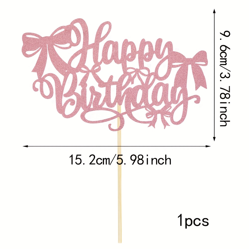 Bow-themed Happy Birthday Cake Topper, Bow Cupcake Decoration, Perfect For Themed Birthday Party Supplies,halloween,christmas