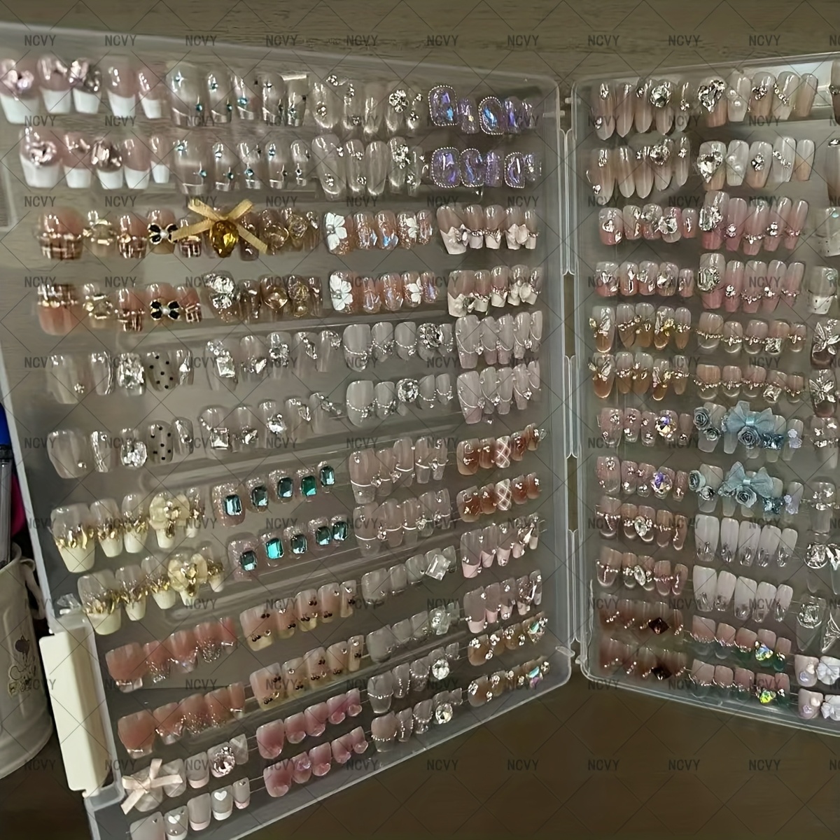 TEMU 144pcs Mixed-color Nail Patches, Multi-style And Women's False Nail Patches Suitable For Parties, Festivals And Occasions, Reusable, Quick To, Fashionable Almond-shaped Design, Durable