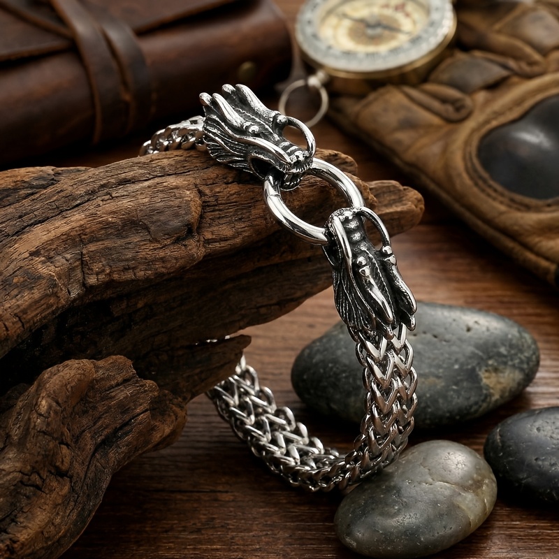 Men's Retro Fish Scale Pattern Woven Bracelet
