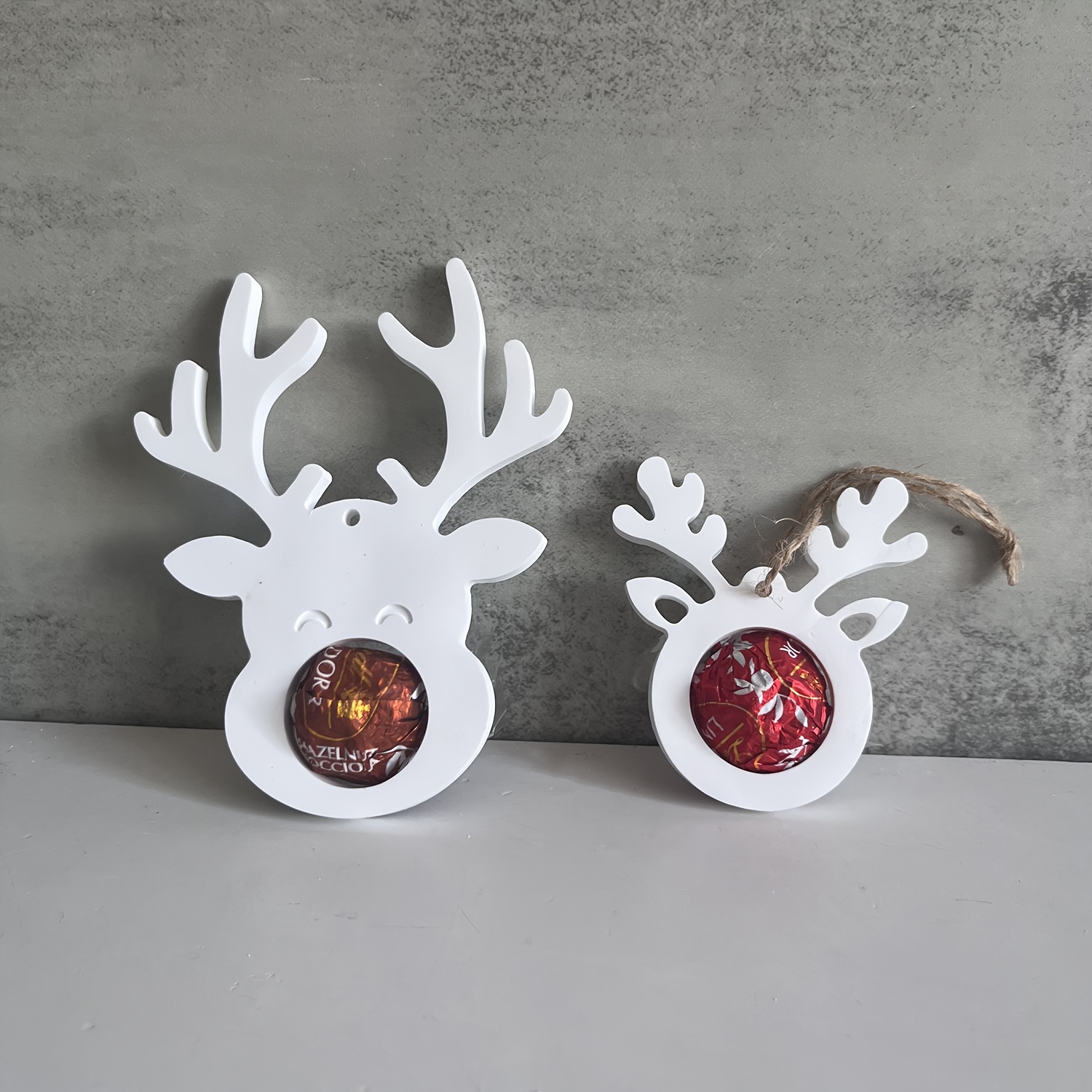 

Christmas Two-row Large And Small Elk Plaster Molds Diy Christmas Fawn Decorative Cement Plaster Hanging Ornaments Silicone Mold Epoxy Resin Mold Christmas Decoration Gift