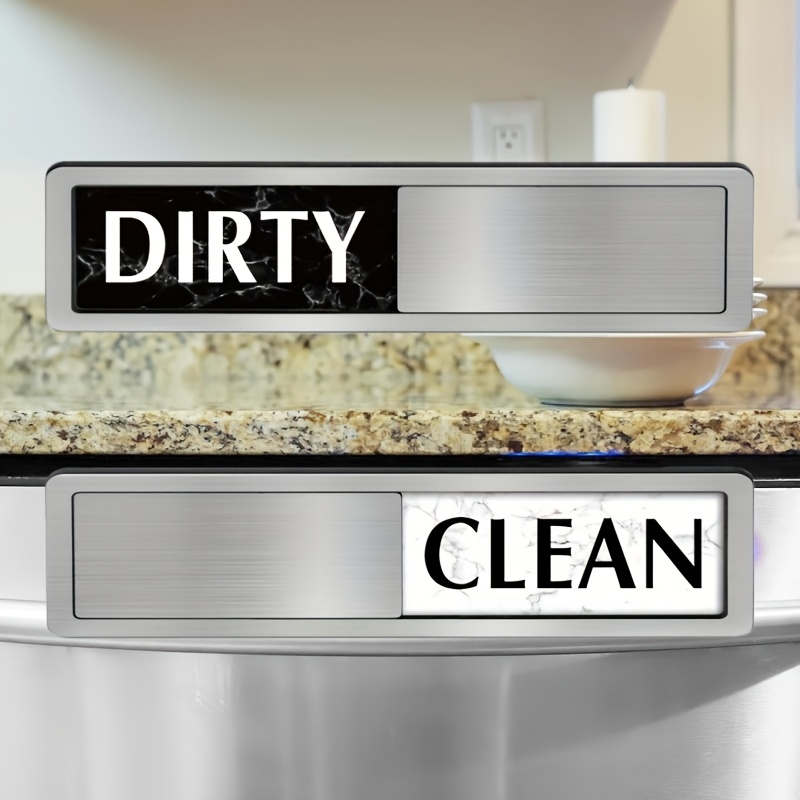 Dishwasher Magnet Clean Dirty Sign – Sliding Indicator With Clear Bold Text, Silver Finish, Strong Magnetic Backing For Kitchen Organization