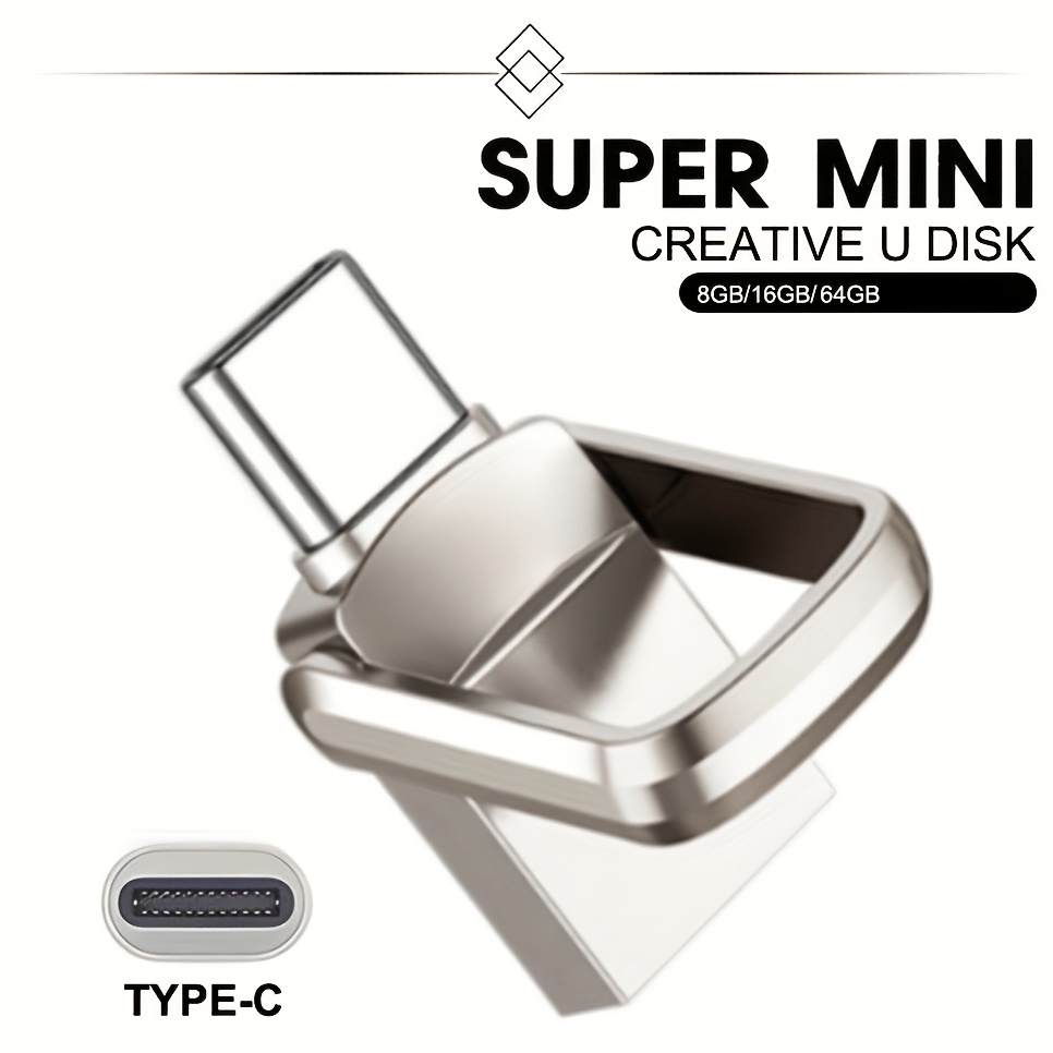 usb c флеш меморија со ротација од 360° - високобрзински usb 2.0, метален флеш диск, компатибилен со pc, лаптоп,  , паметен телефон (8gb 16gb 64gb) Детали за производот 4