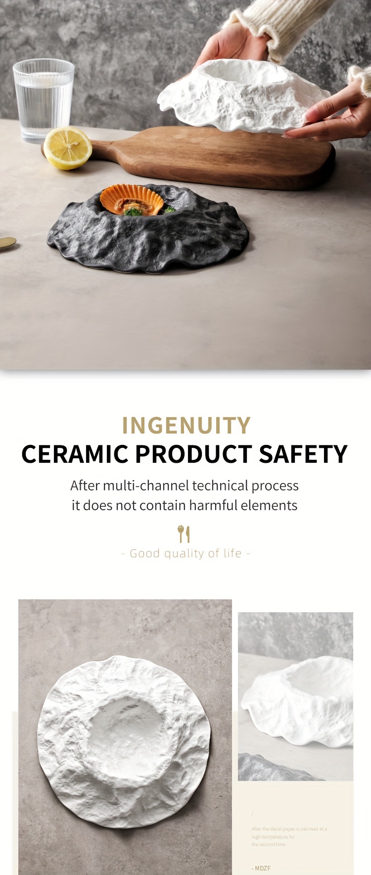 Elegant Ceramic Serving Platter - Rectangular, Versatile for Steak, Breakfast, Desserts & Salads - Perfect for Home and Restaurant Use